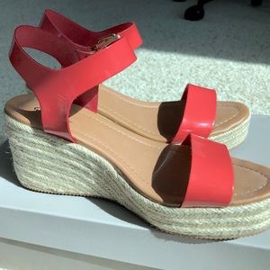 Qupid Pink Platform Wedge Heels